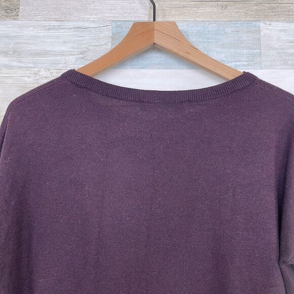 LOFT Relaxed Swing Sweater Brown Ribbed Sleeve Stretchy Knit Casual Womens XS - Picture 5 of 8